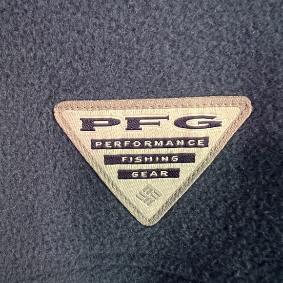 Columbia PFG Sweater Mens XL Navy Blue Fleece 1/4 Snap Mock Neck Pocket Pullover - Picture 8 of 14